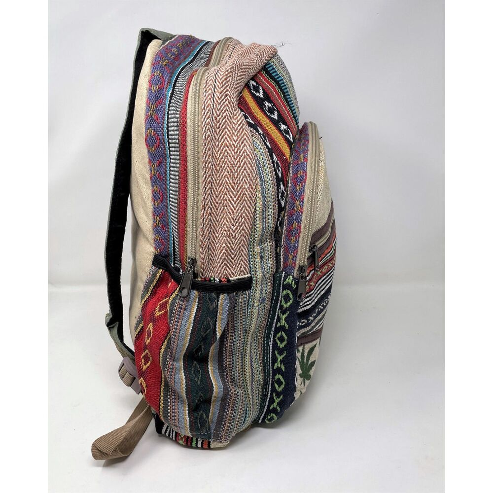 Unique Design100% Himalaya Hemp Backpack multi Pockets (THC FREE) Handmade Nepal - Picture 3 of 8